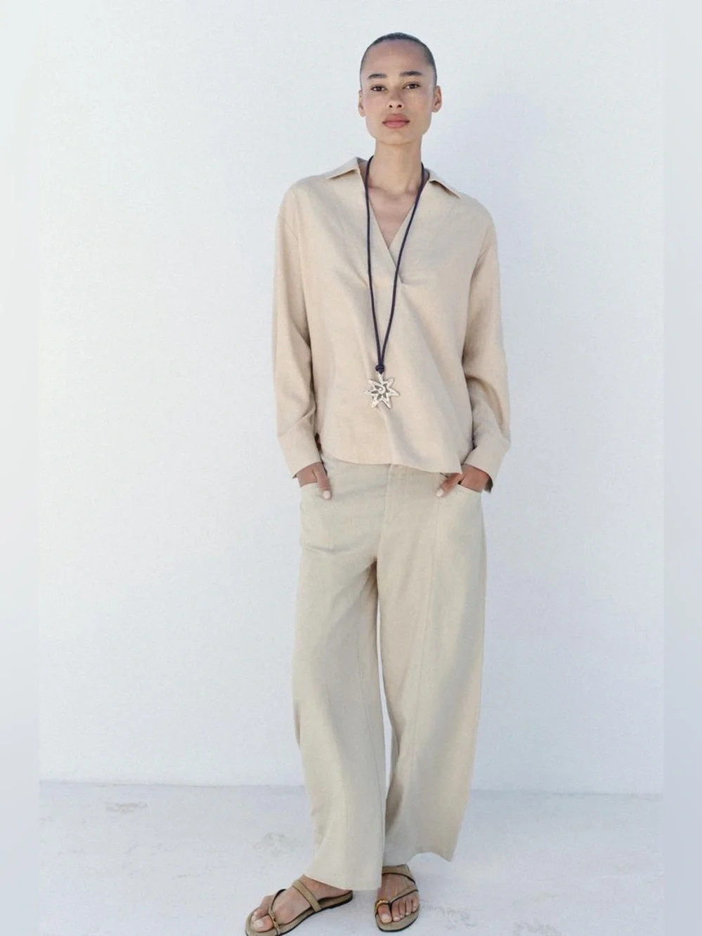 ZARA LINEN BALLOON PANTS